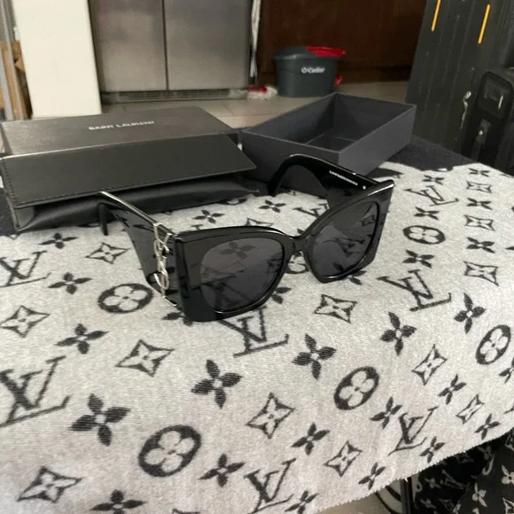 Saint Laurent Dark Sunglasses with Silver Accents - Picture 3 of 8